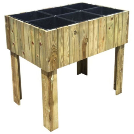 Parterre Surélevé En Bois 80x74 Cm - Potager Balcon Avec Bac Intégré - Relaxdays