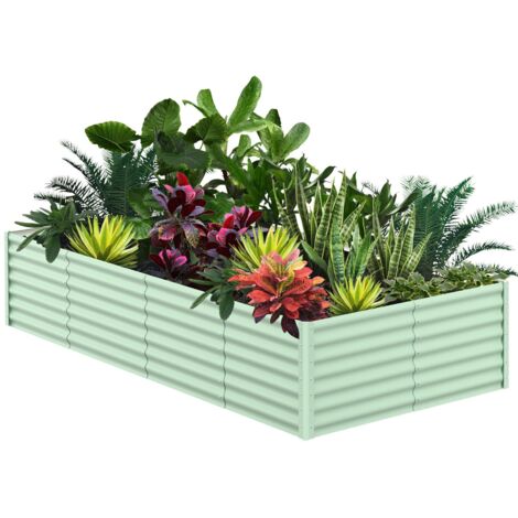 Carré potager surélevé en acier galvanisé 240 x 120 x 60 cm – Finition rouille – Pour culture de légumes et herbes