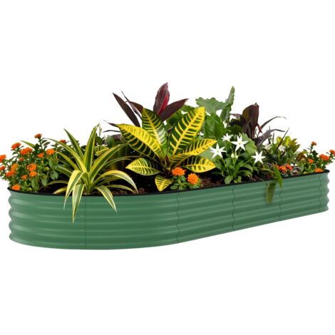 Carré potager surélevé en acier galvanisé 240x120x45 cm – Finition rouille – Pour culture de légumes et herbes- Vert
