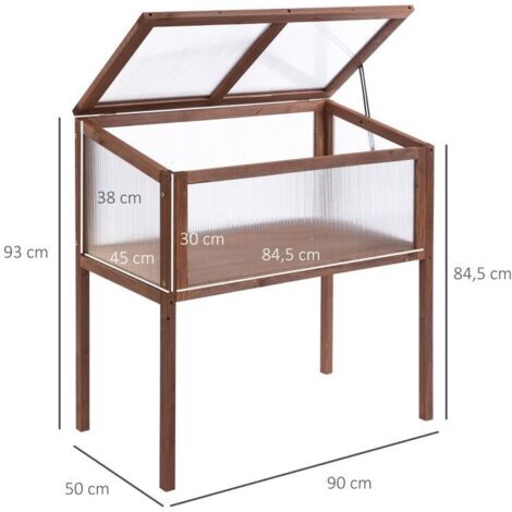 Carré surélevé bois marron 90x50x93cm avec couvercle, jardin balcon terrasse