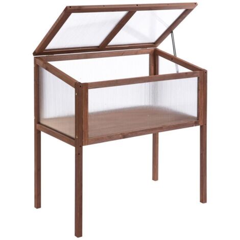 Carré surélevé en bois 90 x 50 x 93 cm, avec couvercle, résistant aux intempéries, idéal pour le jardin, balcon et terrasse, couleur marron.