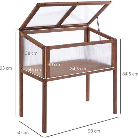 Carré surélevé en bois 90 x 50 x 93 cm, avec couvercle, résistant aux intempéries, idéal pour le jardin, balcon et terrasse, couleur marron.