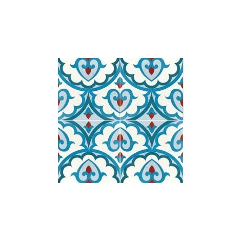 Carreau de ciment décor bleu rouge géométrique 20x20 cm ref7920-2 - 0.48m²