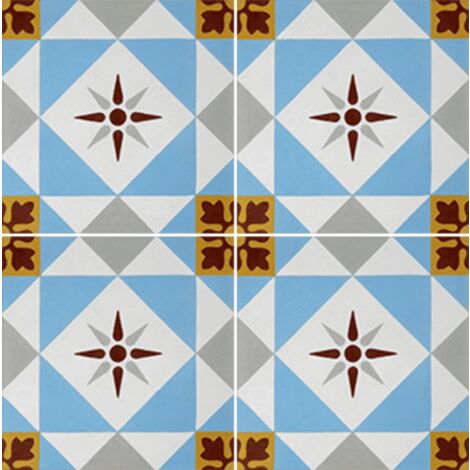 Carreau de ciment décor étoile multicolor 20x20 cm ref7600-2 - 0.48m²