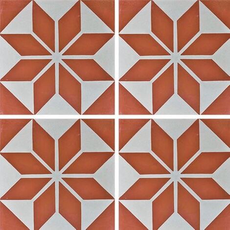 Carreau de ciment décor étoile rouge orangé 20x20 cm ref7070-3 - 0.48m²