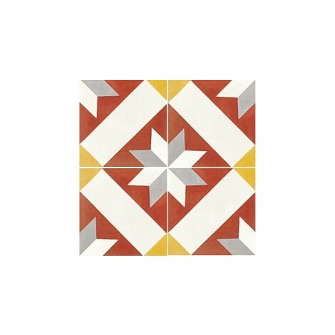 Carreau de ciment décor géométrique rouge 20x20 cm ref1150-1 - 0.48m²