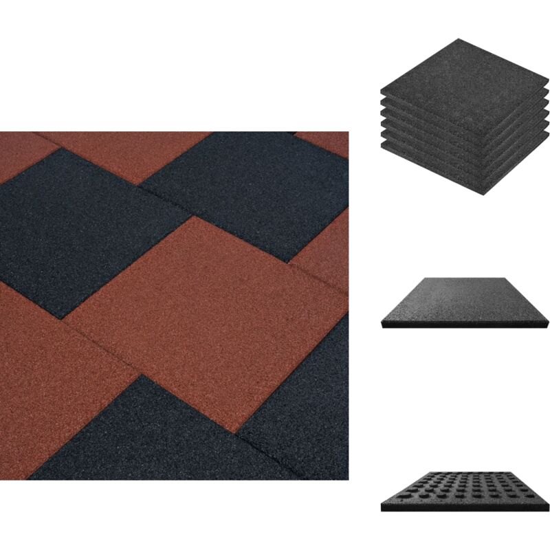 Carreau de protection anti-chute 6pcs Caoutchouc 50x50x3cm Noir - Carreaux De Sécurité - Carreau Anti-chute - Revêtement De Sol Extérieur - Tapis De