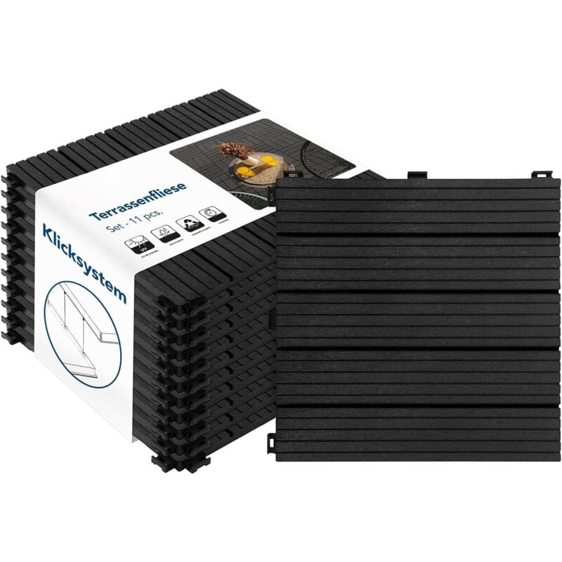 Dalles de Terrasse Lot de 11 pièces, Claire Anthracite 30 x 30 cm - 1 m²