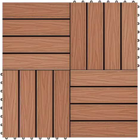 Carreau de terrasse en relief 11 pcs WPC 30 x 30 cm 1 m² Marron vidaXL