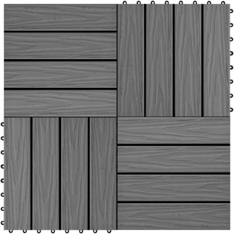 Carreau de terrasse en relief 11 pcs WPC 30x30 cm 1 m² Gris vidaXL