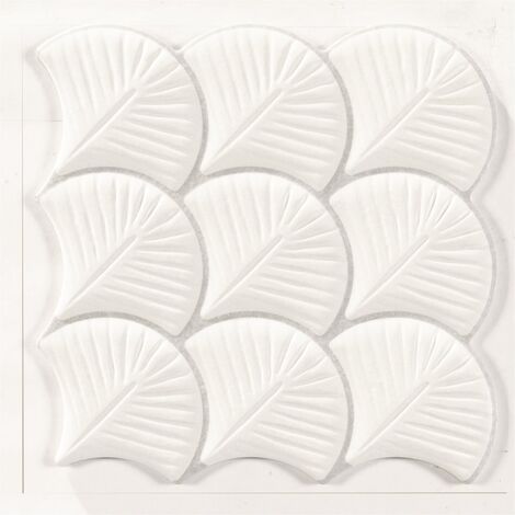 Carreau feuilles blanches mates 30x30 SCALE SHELL WHITE - 0.75m²