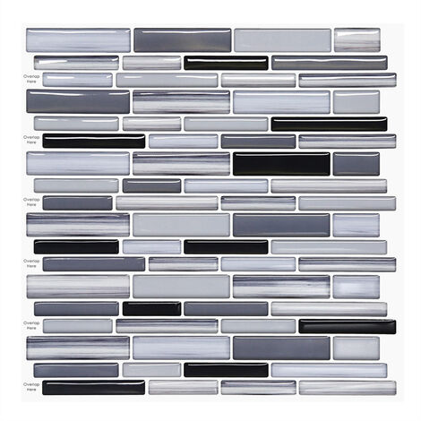 Carreau mural à peler et coller pour dosseret de cuisine, 12x12, (10 carreaux)