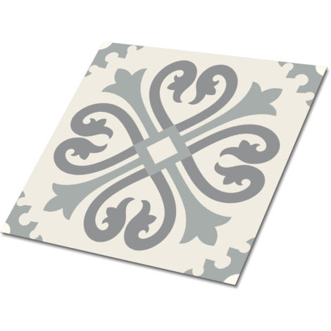 Carreaux autocollants PVC, Carrelage PVC adhésif -  30x30cm - Kit de 9 - Motif Arabe - Gris, Stickers carrelage carreaux