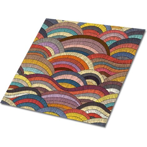 Carreaux autocollants PVC, Carrelage PVC adhésif -  30x30cm - Kit de 9 - Vagues Patchwork, Stickers carrelage carreaux