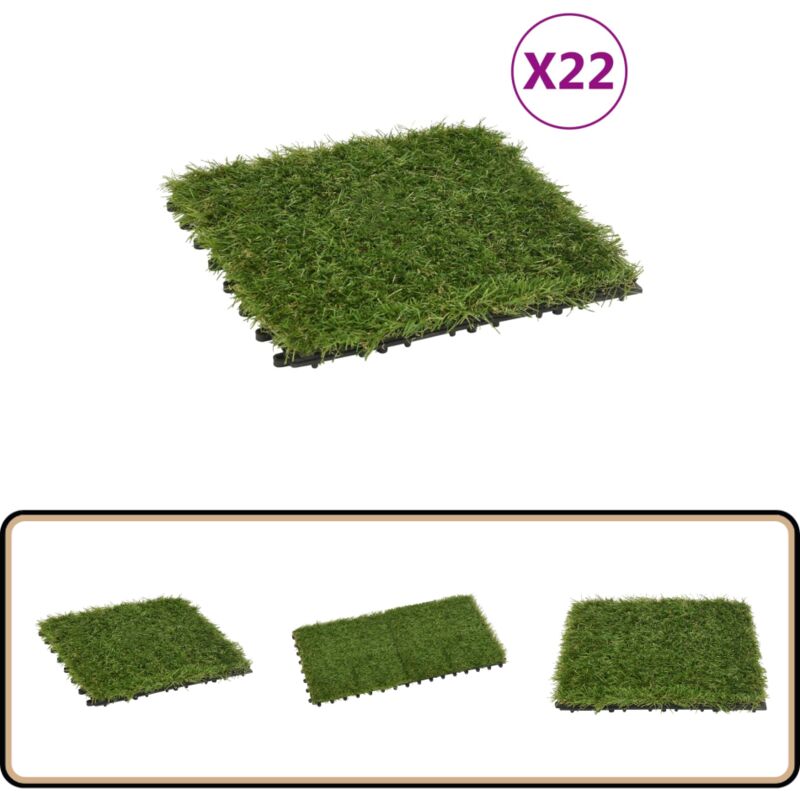 Vidaxl - Carreaux de gazon artificiel 22 pcs Vert 30x30 cm - Gazon Artificiel - Carrelage Gazon - Pelouse Synthétique - Herbe Artificielle