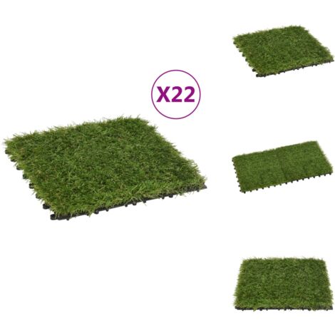 Carreaux de gazon artificiel 22 pcs Vert 30x30 cm - Gazon Artificiel - Carrelage Gazon - Pelouse Synthétique - Herbe Artificielle - Décoration Extérieur