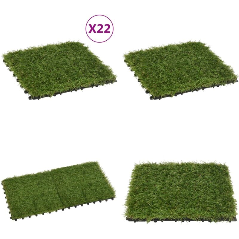Vidaxl - Carreaux de gazon artificiel 22 pcs Vert 30x30 cm - Gazon Artificiel - Carrelage Gazon - Pelouse Synthétique - Herbe Artificielle