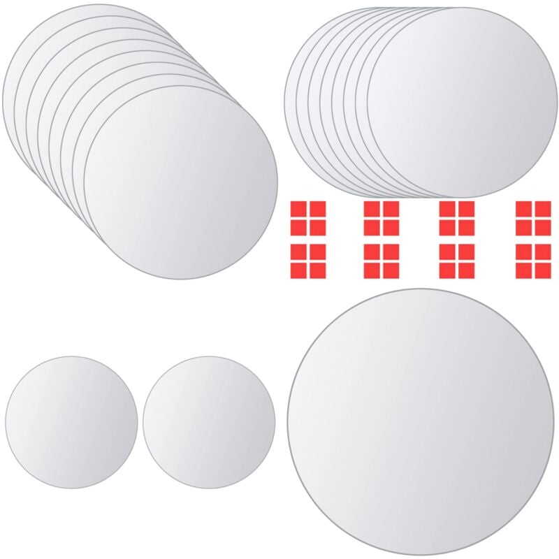 Vidaxl - Carreaux de miroir 16 pcs Rond Verre - Miroirs Décoratifs - Carrelage Mural - Décoration Murale - Miroirs Argentés - Miroirs Sans Cadre