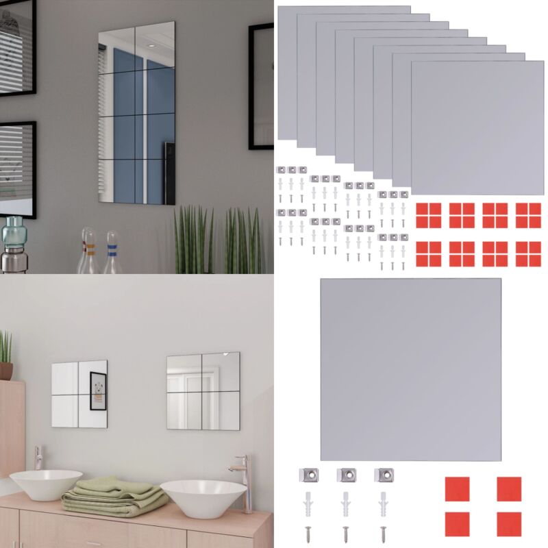 Vidaxl - Carreaux de miroir sans cadre 8 pcs 20,5 cm - Miroirs Décoratifs - Carrelage Mural - Miroir Design - Miroir Sans Cadre - Accessoires Déco