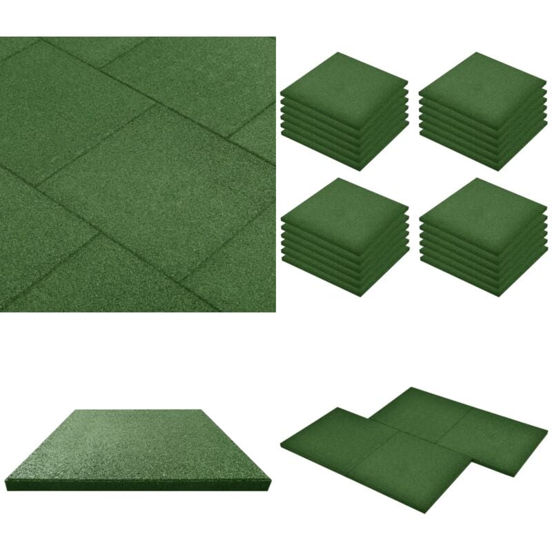 Vidaxl - Carreaux de protection antichoc 24pcs Caoutchouc 50x50x3cm Vert - Carrelages De Sécurité - Carreau Anti-chute - Revêtement De Sol Extérieur