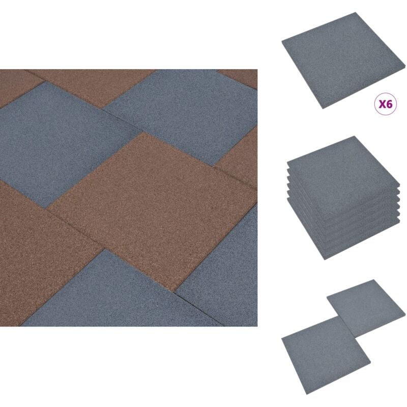 Carreaux de protection antichoc 6pcs Caoutchouc 50x50x3 cm Gris - Carrés De Sécurité - Tapis De Sol Extérieur - Revêtement De Sol Caoutchouc