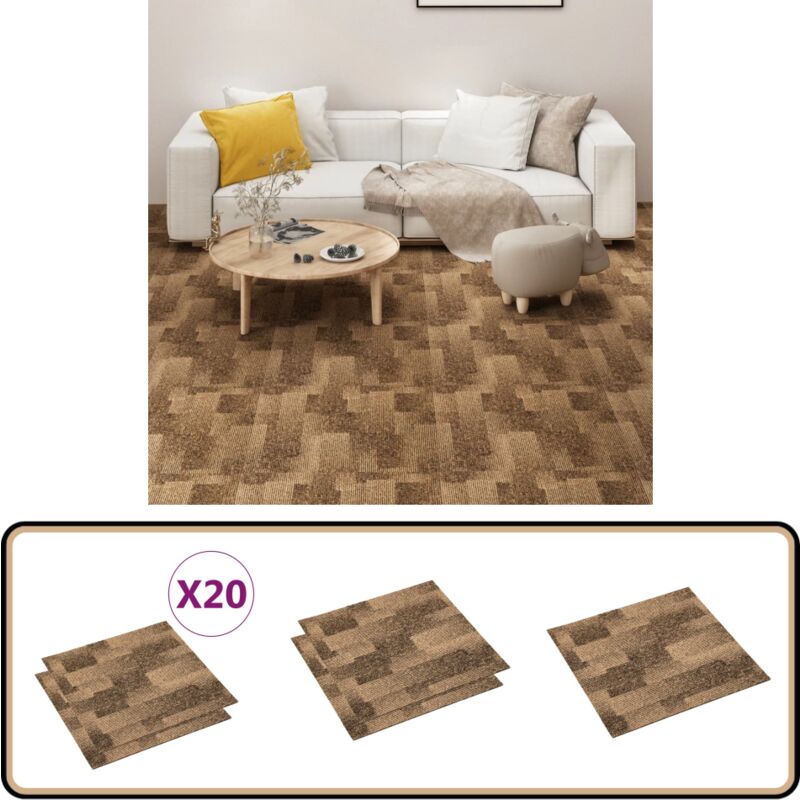 Vidaxl - Carreaux de tapis de sol 20 pcs 5 m² Marron - Carrelages Sols - Carrelage Intérieur - Tapisserie Murale - Revêtement De Sol - Parquet
