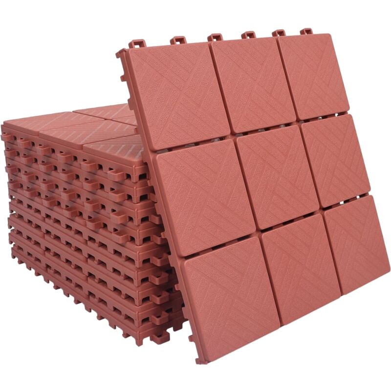 Vidaxl - Carreaux de terrasse 10 pcs Rouge 30,5x30,5 cm Plastique