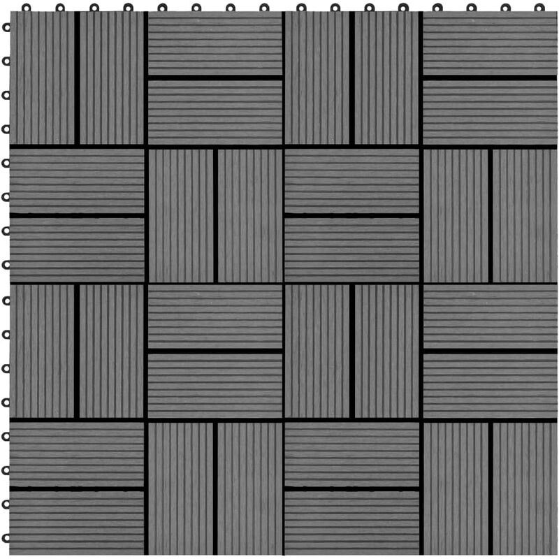 Inlife Carreaux de terrasse 22 pcs 30 x 30 cm 2 m² wpc Gris - Gris