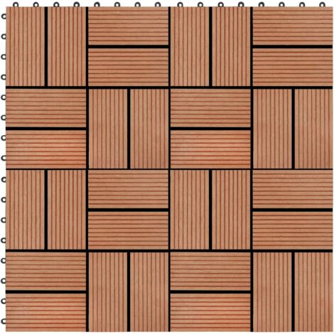 Carreaux de terrasse 22 pcs 30 x 30 cm 2 m² WPC Teck