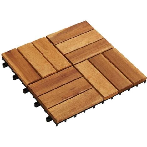 vidaXL 20/30x Bois d'Acacia Tuiles de Plancher Carreaux de Plancher Revêtement de Sol Modèles Divers