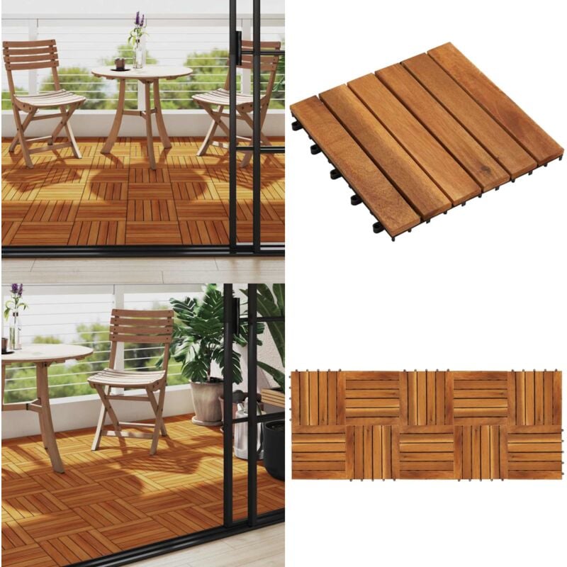 Carreaux de terrasse 30x30 cm 10 pcs Acacia Motif vertical - Carrelages Exterieur - Carrelage Terrasse - Decking Bois - Parquet Extérieur - Dallettes