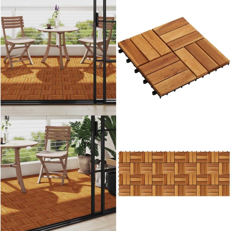Carreaux de terrasse 30x30 cm 10 pcs Acacia - Carrelages Exterieur - Carrelage Terrasse - Tuiles Terrasse - Acacia - Decking Extérieur - Home & Living