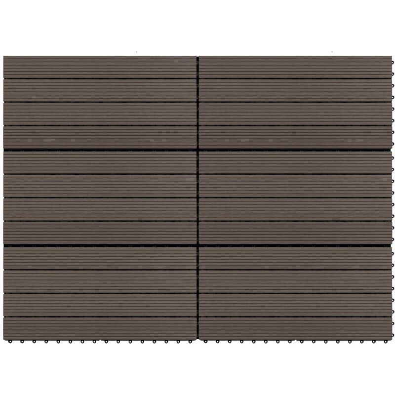 Tiles de terrasse wpc 6 pcs 60x30 cm 1,08 m² Disponibles différentes couleurs couleur : Marron foncé