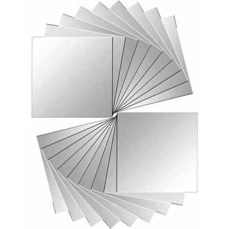 Carreaux miroir autocollants décoration murale – Lot de 18 pièces argentées, 15 x 15 cm, facile à poser, sans trou ni outil