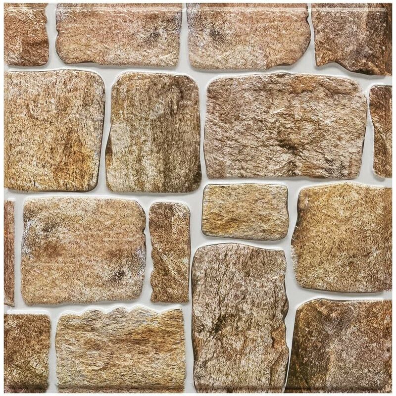 Carreaux Pvc Adhésif 3D Design Carrelage Pierre Salle De Bains Cuisine Panneau Auto-Adhésif 5 Pièces - Des.G
