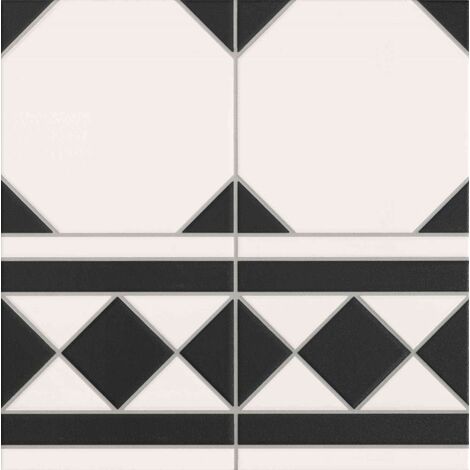 Carrelage à cabochon 33x33 cm OCTO BLACK & WHITE CENEFA bord droit - 1m²
