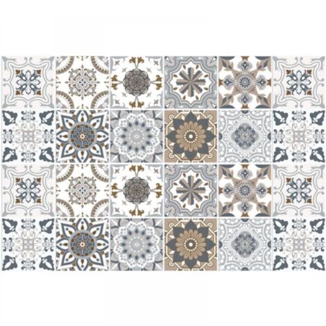 Carrelage Adhésif 20x20 Style Industriel Credence Adhesive pour Cuisine Brique,24 Pcs Stickers Muraux Salle de Bains Cuisine Carrelage Adhesif Mural avec Motifs de Carrelage Dalle Pvc Adhesi