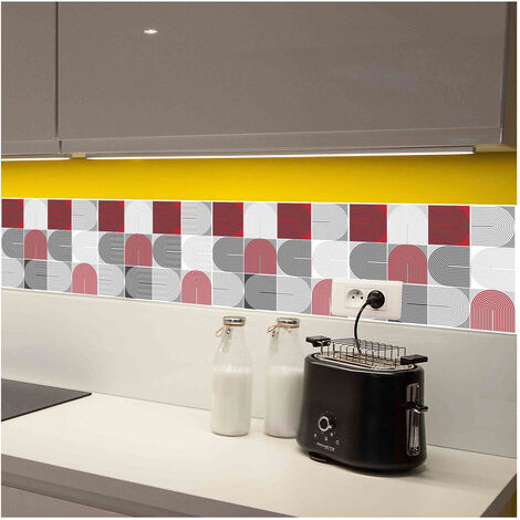 Carrelage Adhésif 3d Colure Rouge - Access Deco