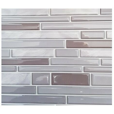 Carrelage adhésif 3D parement gris 30,5 x 25 cm – Adhère aux surfaces lisses – Pour cuisines et salons – Pose facile sans outils – Access Deco