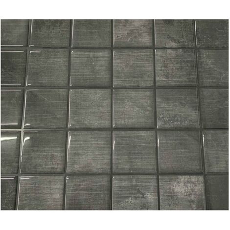 Carrelage adhésif 3D mosaïque acier 30,5 x 25 cm – Pose facile sans outils – Pour murs lisses et crédences – Résistant à l'humidité – Access Deco