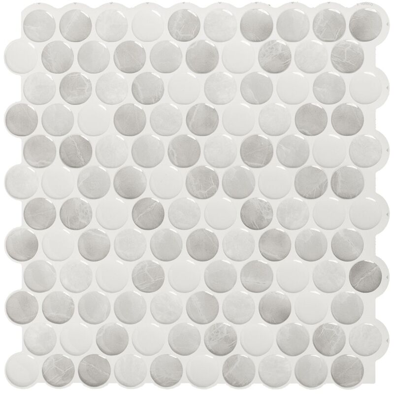 Smart Tiles - Carrelage adhésif mural x4, 22.78 x 22.73cm Penny Roccia gris, sticker tuile effet marbre - Salle de bain, cuisine
