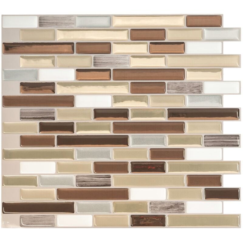 Smart Tiles - Carrelage adhésif mural x4, 25.91x23.11cm Muretto Durango, sticker tuile effet céramique - Salle de bain, cuisine