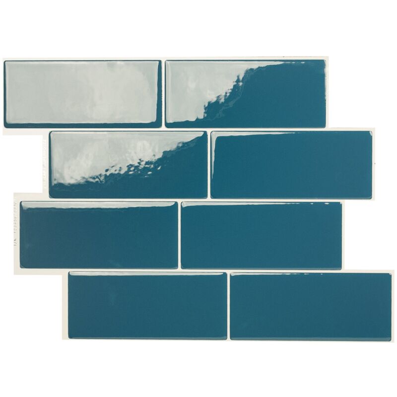 Smart Tiles - Carrelage adhésif mural x4, 29.36 x 21.79cm Metro Ezra Bleu, sticker tuile effet céramique - Salle de bain, cuisine