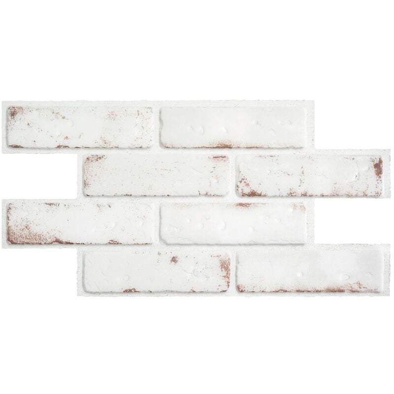 Smart Tiles - Carrelage adhésif mural xl x2, 54.61 x 27.94cm Brik Toscana blanc/rouge, sticker tuile effet brique - Salle de bain, cuisine