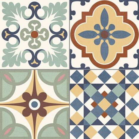 Carrelage ancien ciment coloré provençal 33x33 cm – Grès cérame – Surface 1.32 m² – Résistant aux éclaboussures et facile à nettoyer – Gayafores