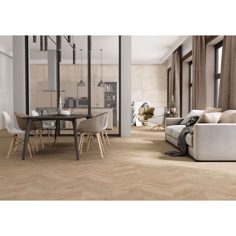 Carrelage sol / mur effet bois design chevron 60x120 cm artwood chevron mapple (vendu par boite de 1.44m2)