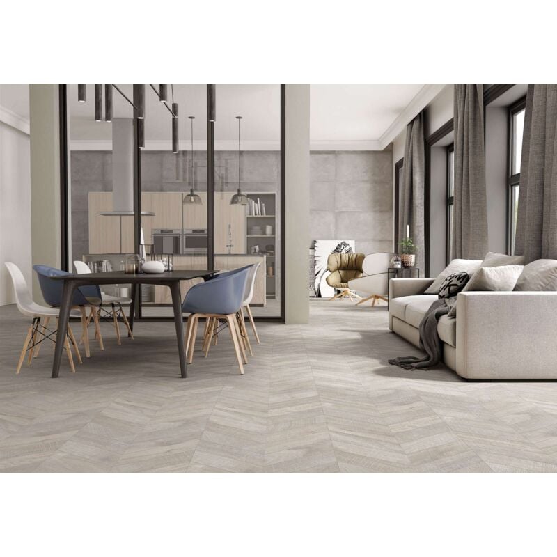 Carrelage sol / mur effet bois design chevron 60x120 cm artwood chevron grey (vendu par boite de 1.44m2)