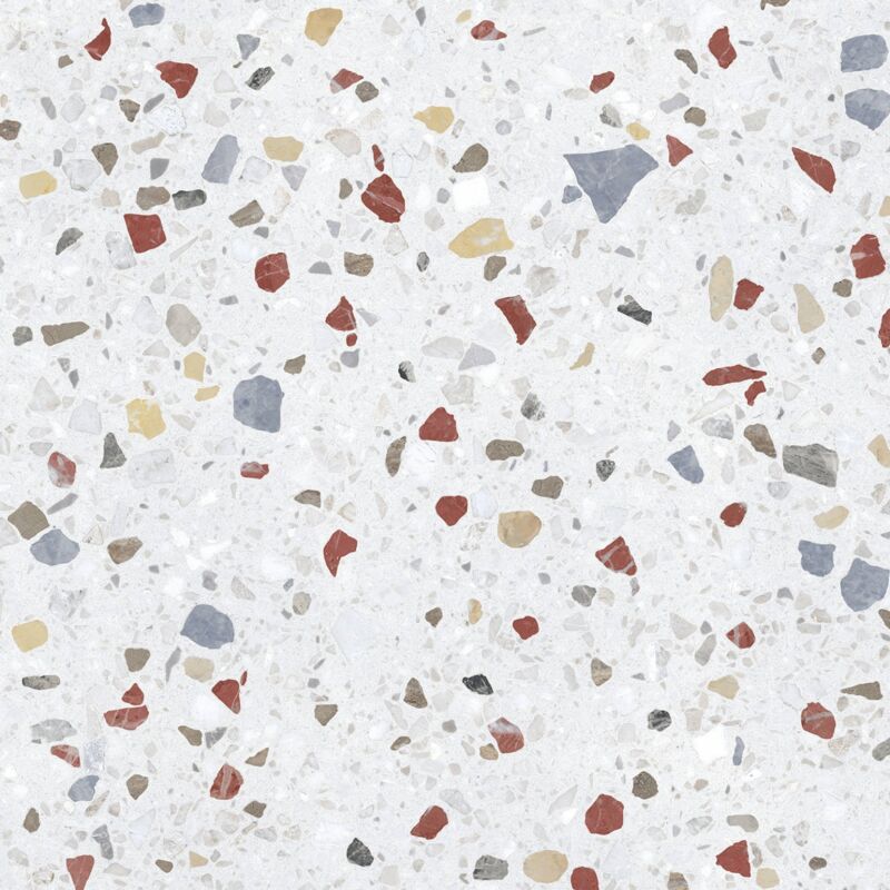 Tinker - Carrelage Aspect terrazzo kuta blanc mix 66x66 cm