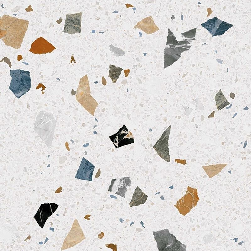Tinker - Carrelage Aspect terrazzo Straci blanc poli 79.5x79.5 cm