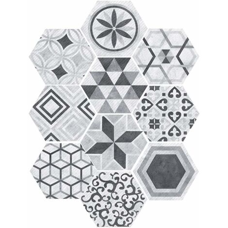 Carrelage Autocollants Hexagonal Style Industriel Anti-Slip Auto-Adhésif Amovible Sticker Mur